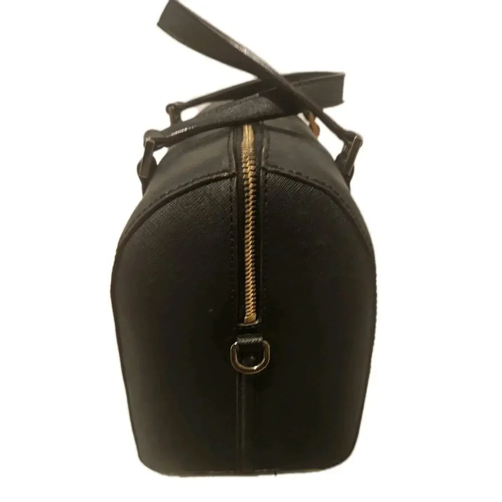 Kate Spade Women Black Geometric Saffiano Leather Satchel Top Handle Medium Bag